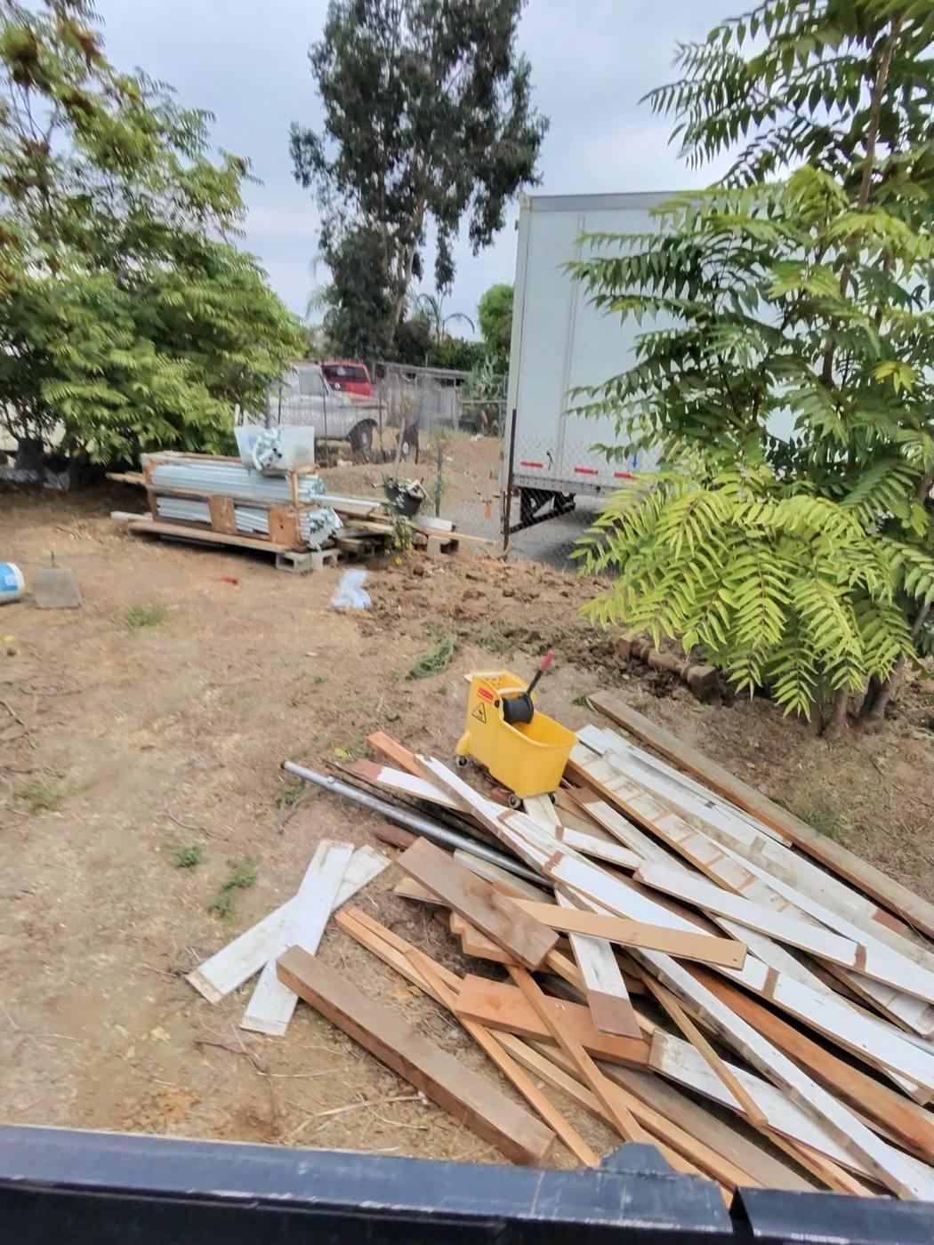 Wood and construction debris ready for pickup